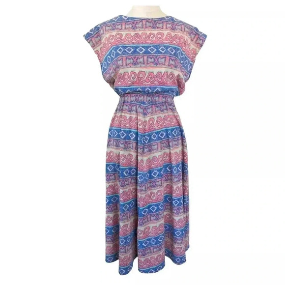 HANDMADE Ikat Midi Dress Size L/XL - Picture 1 of 7